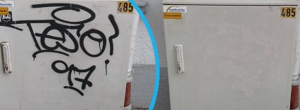 Graffitientfernung am Stromkasten